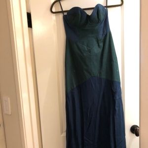 LF Navy & Forest Green gown with slits